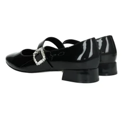 Ballerine con cinturino in strass.Tacco alto 3 cm
