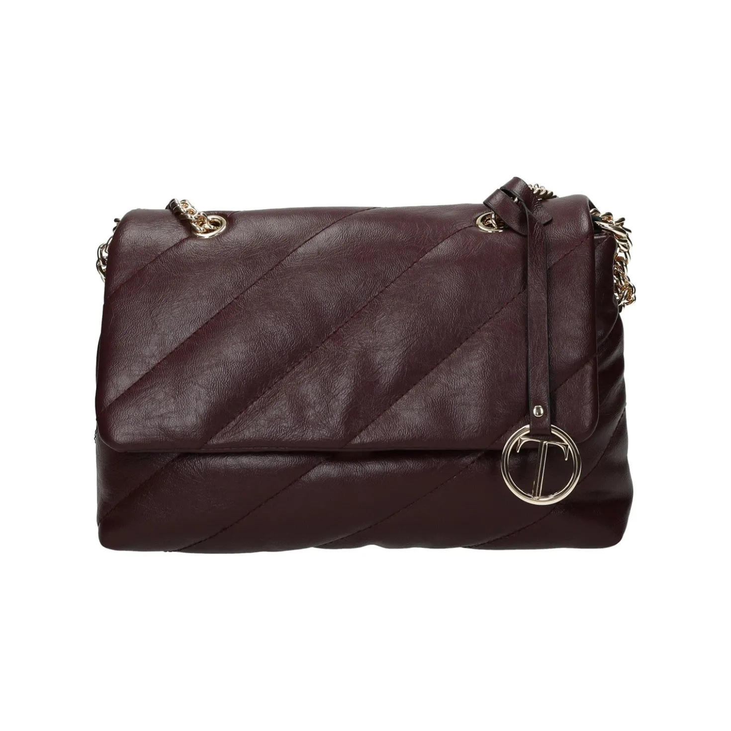 Borsa a tracolla con patta a chiusura.