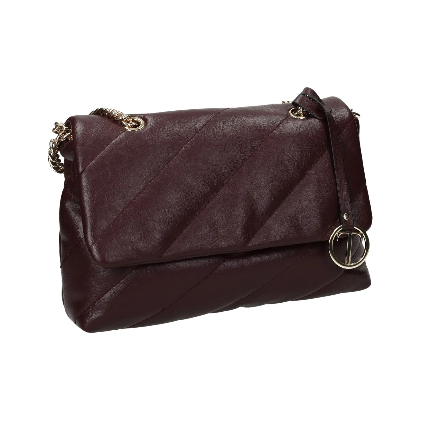 Borsa a tracolla con patta a chiusura.