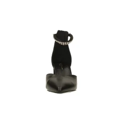 Décolleté a punta con cinturino con strass. Tacco alto 6cm