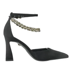 Décolleté con cinturino intrecciato.Tacco alto 9cm