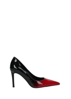 Décolleté donna effetto vernice sfumata nero/rosso