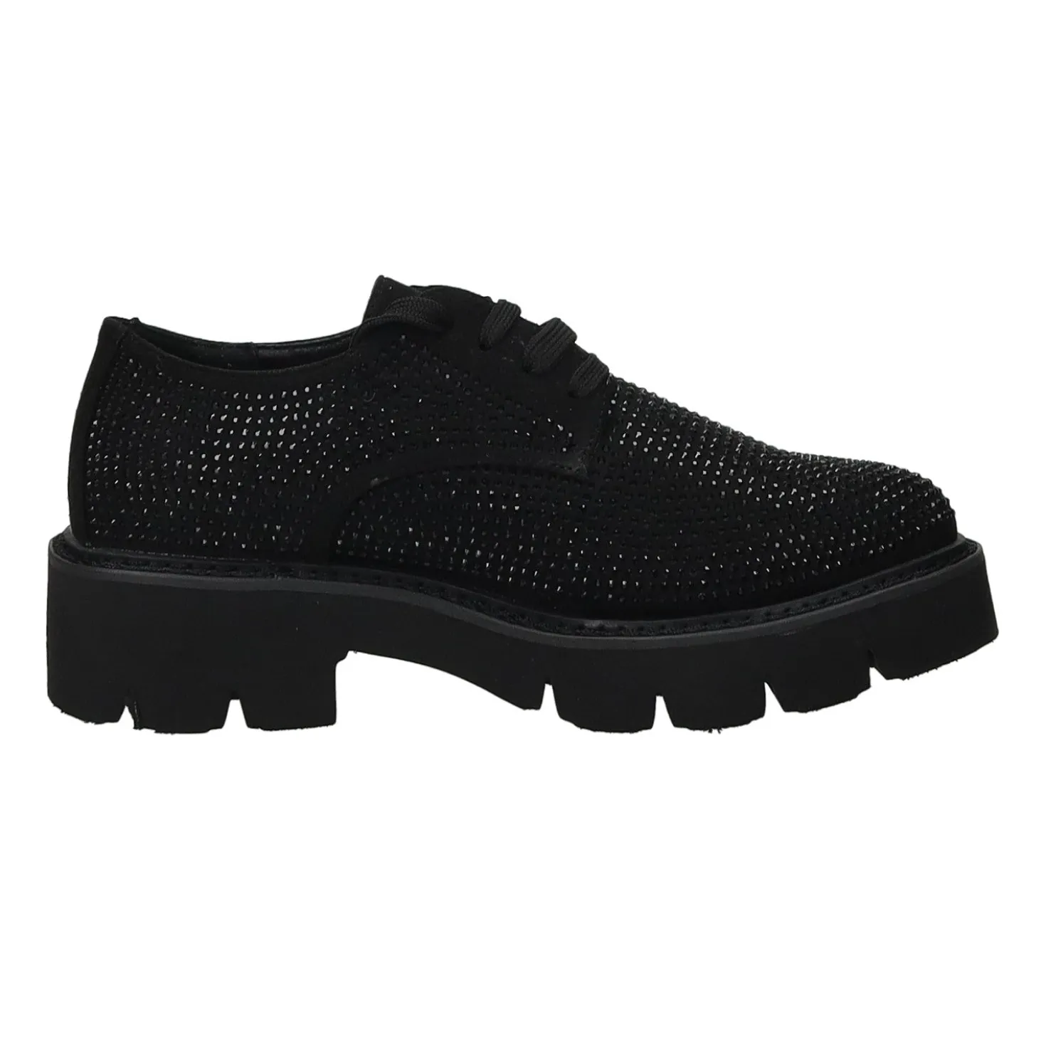 Derby con strass.Tacco alto 4cm