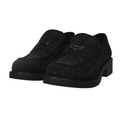 Mocassini con strass.Tacco alto 4cm