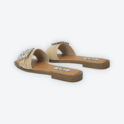 Sandali flat con dettaglio fibbia con strass