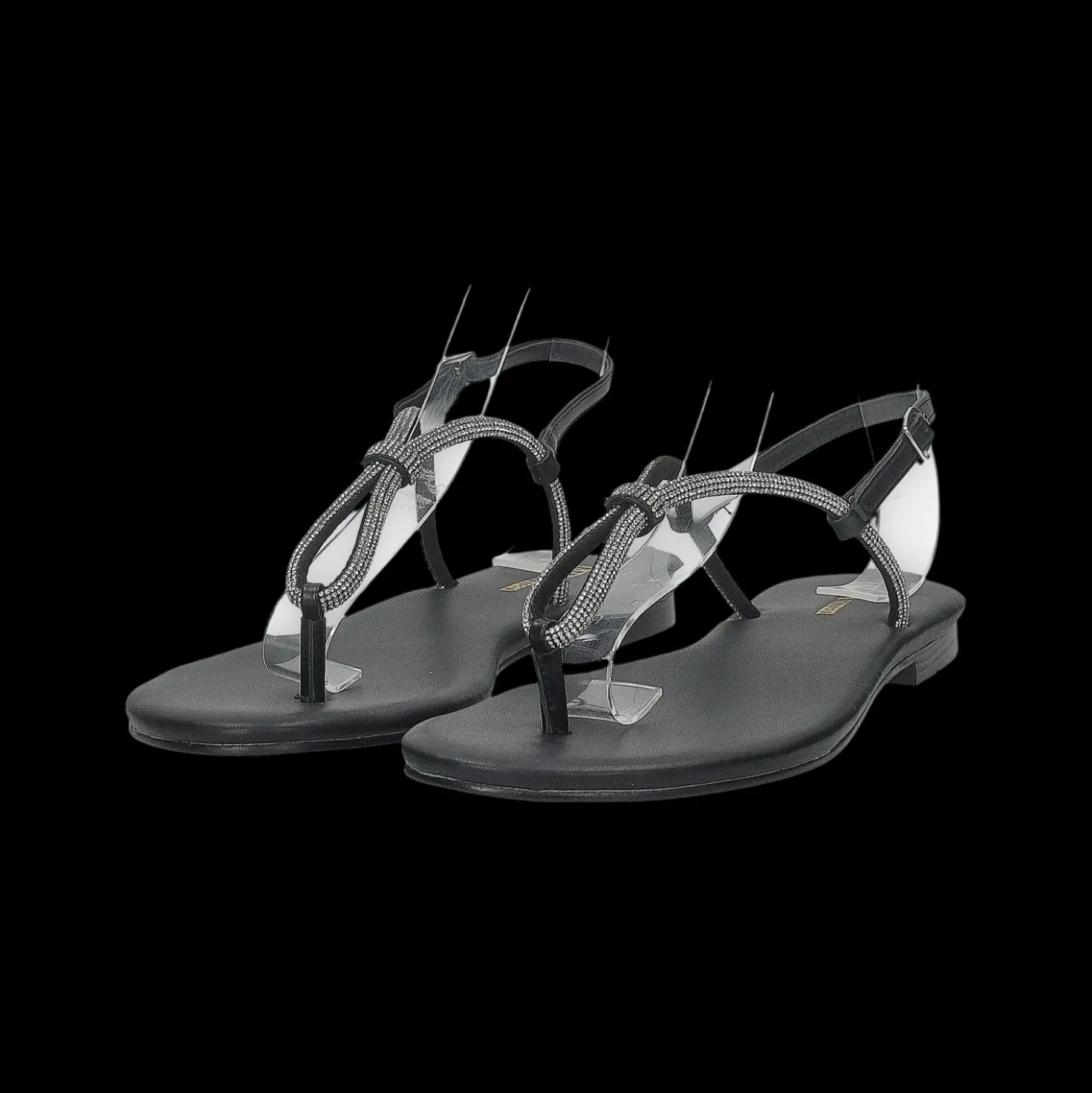 Sandali flat con dettaglio listini in strass.