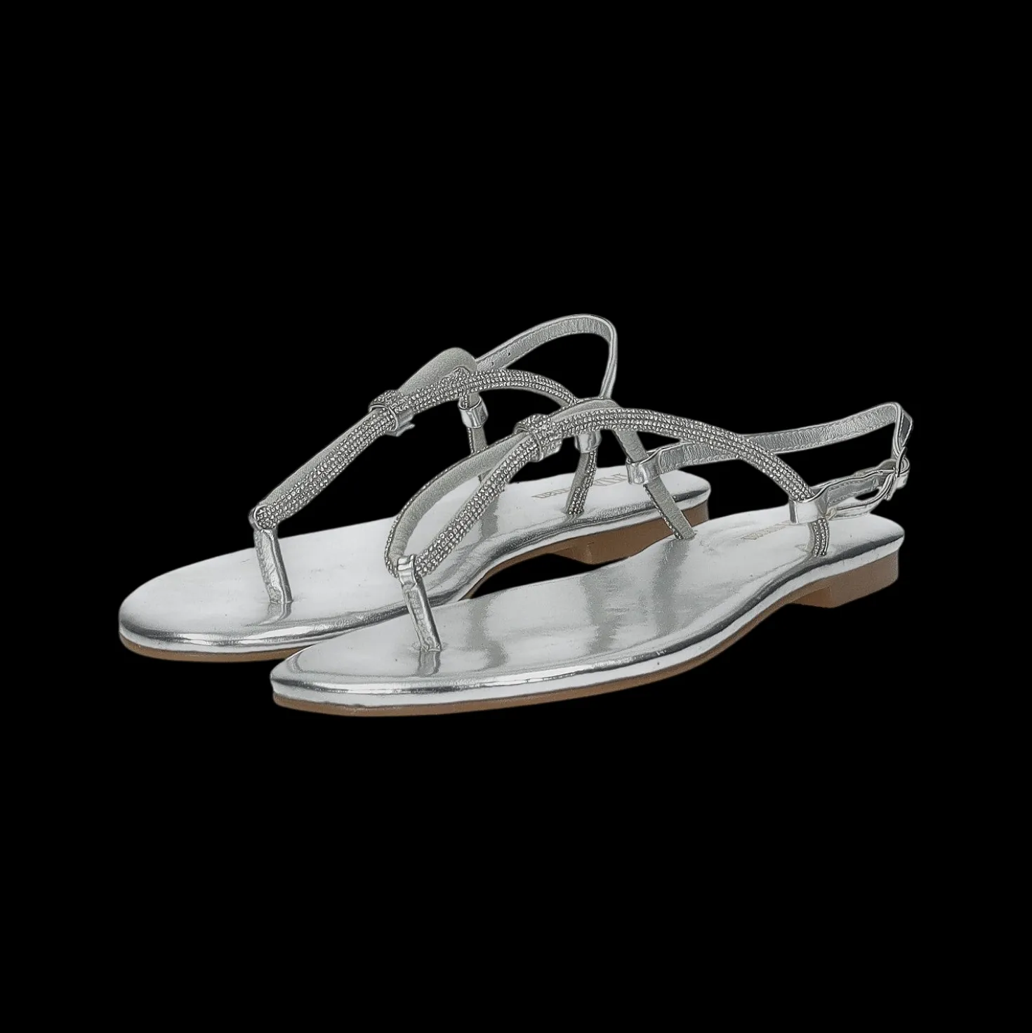 Sandali flat con dettaglio listini in strass.