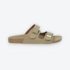 Sandali flat con doppia fibbia. Made in Italy