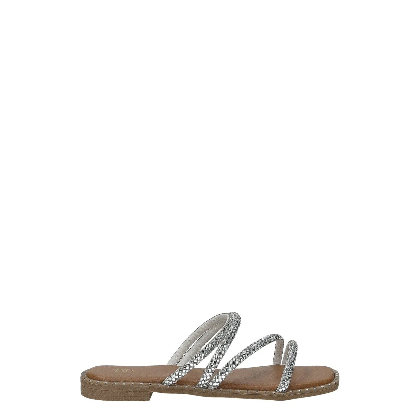 Sandali flat con listini tempestati di strass