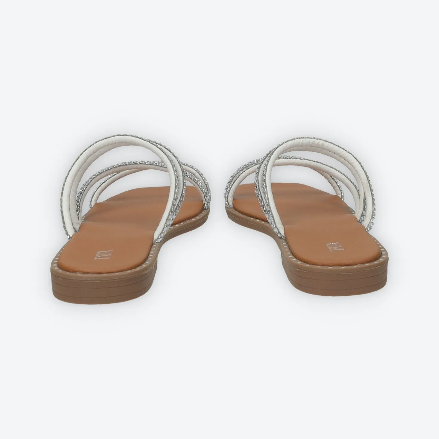 Sandali flat con listini tempestati di strass