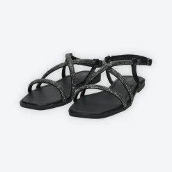 Sandali flat con listini in strass
