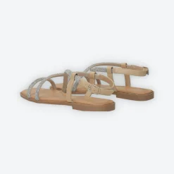 Sandali flat con listini in strass