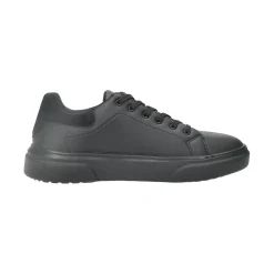 Sneakers in ecopelle con cuciture a vista