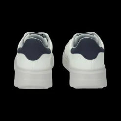 Sneakers in ecopelle con cuciture a vista