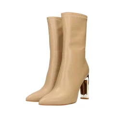 Stivaletti con tacco dorato specchiato alto 10.5cm